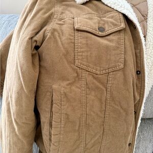 Guess Men's Brown Corduroy Jacket with Sherpa Collar